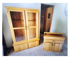 Solid Oak Gun Cabinet and Dry Sink