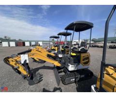 Mini Gas Excavator SDLE18P With Swing Boom, hydraulic thumb, and pilot controls