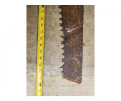 Antique Saw Blade, 6 ft long with handle slot.