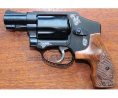 S & W Model 442-1 J- Frame 2" Barrel .38 Engraved Revolver & Wooden Presentation Box