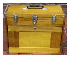 Wood Tool Box, Locking, 8 Drawers + Top Compartment