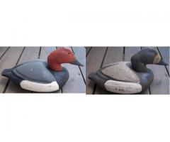 Hen & Drake Pair Canvasback Duck Decoys Made By The Pascagoula Decoy Company 1941-1962