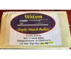BOX OF 600 WATSON TROPHY MATCH BULLETS by BART'S CUSTOM BULLETS CAL. 6MM 68 GRAINS