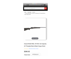 Brand new in box Howa M1500 Houge 270 Win. 22" Threaded Barrel