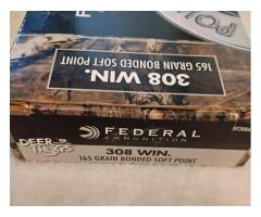 FEDERAL DEER THUGS 308WIN 165GR AMMO - 1.5 BOXES, 30 ROUNDS
