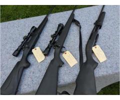 Three rifles 300wsm, 22-250, and 308