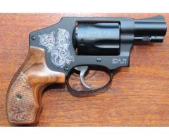 S& W Model 442-1 J- Frame 2" Barrel .38 Engraved Revolver & Wooden Presentation Box