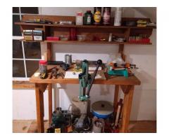 Reloading bench and supplies.