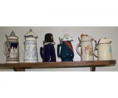 6 German Beer Steins; Schultz & Dooley + 3 More Utica Club Characters